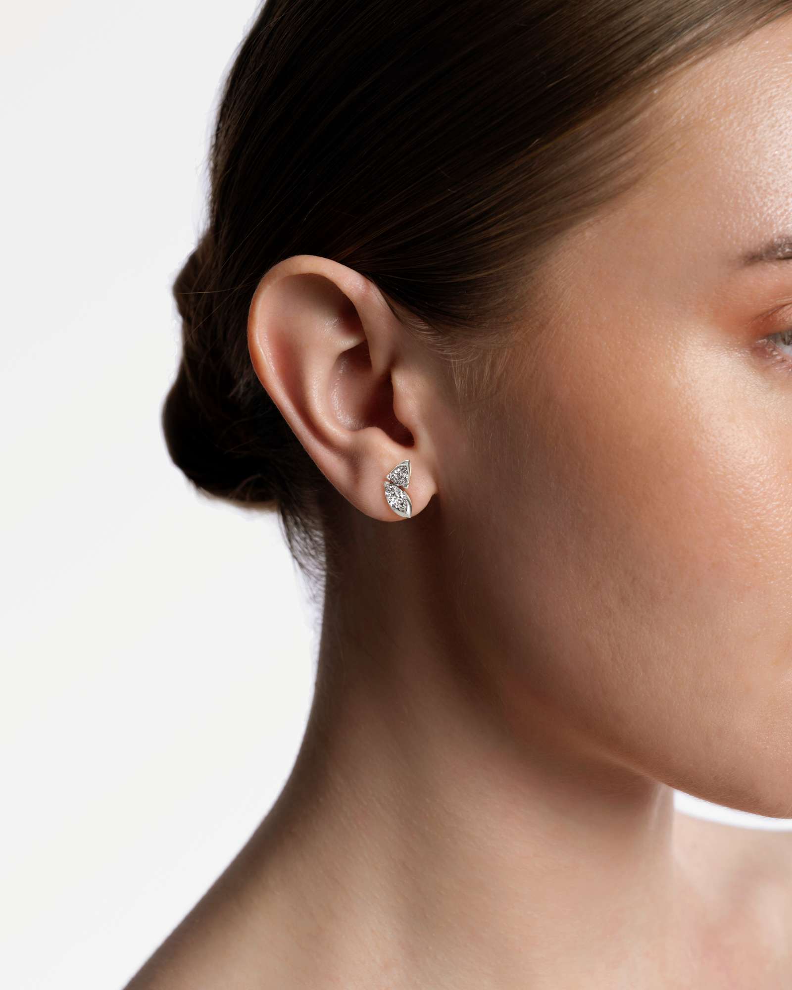 Pinnacle Levé Diamond Stud Earrings, In 14K White Gold (1.80 ctw)