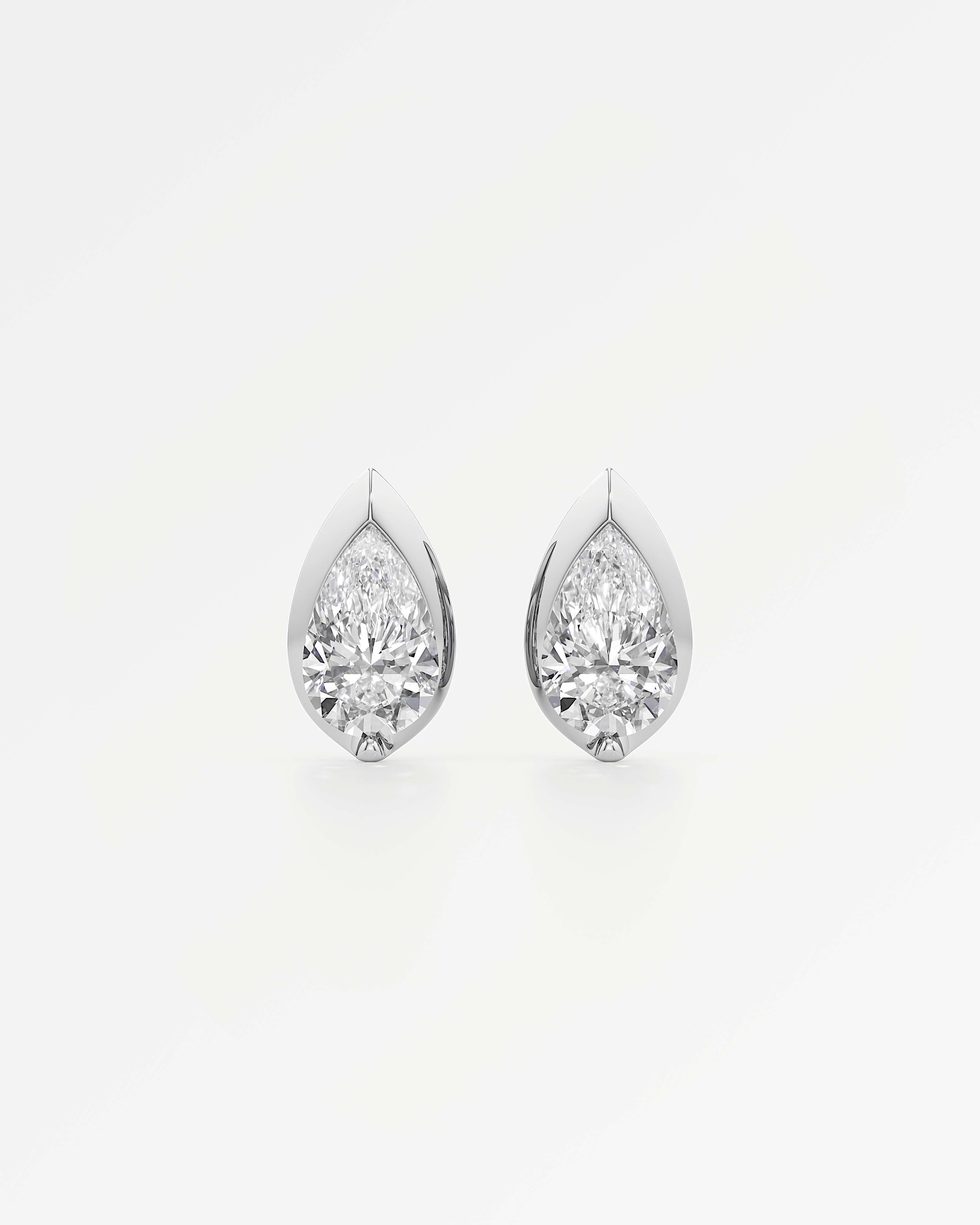 Pinnacle Apice Diamond Stud Earrings, With 1.00 ct Pear Cut in 14K White Gold (2.00 ctw)