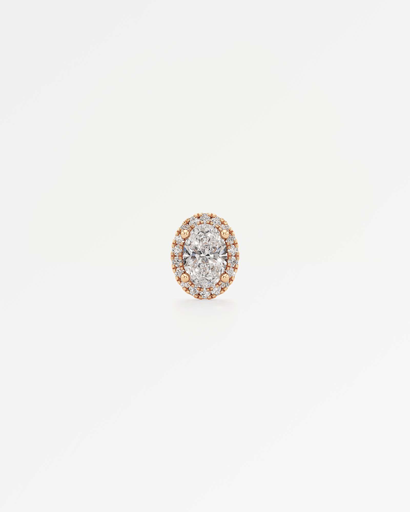 Verve Faye Diamond Stud Earrings, With 0.50 ct Oval Cut in 14K Rose Gold (1.18 ctw)