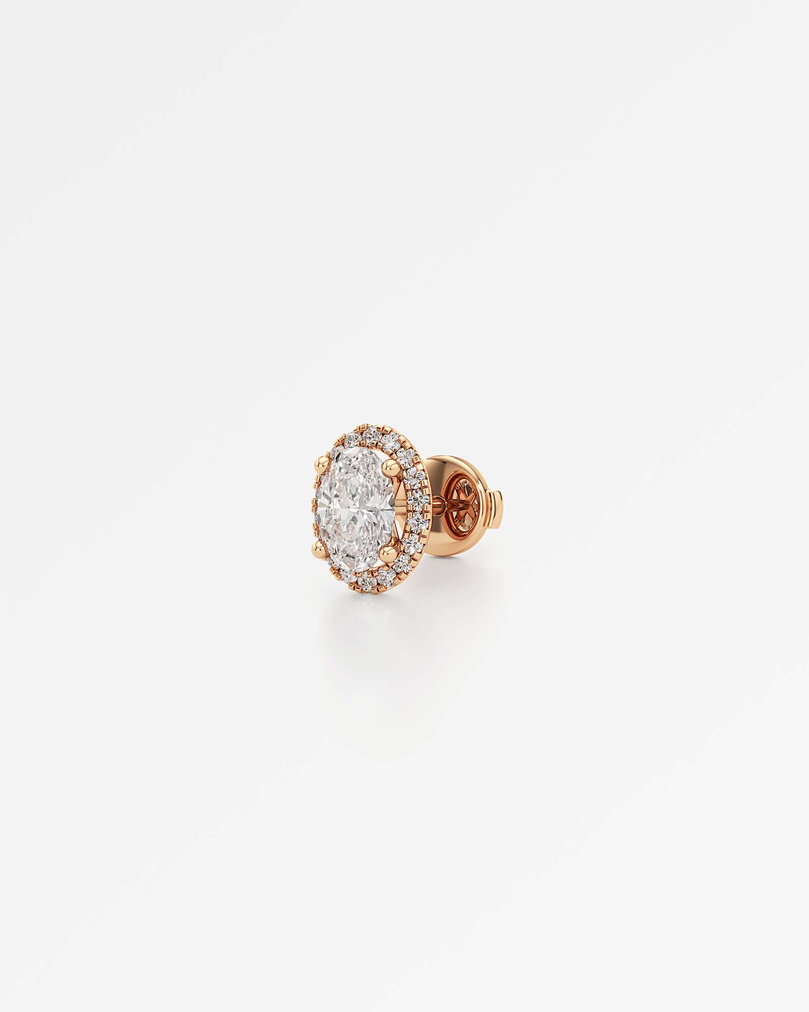 Verve Faye Diamond Stud Earrings, With 0.50 ct Oval Cut in 14K Rose Gold (1.18 ctw)
