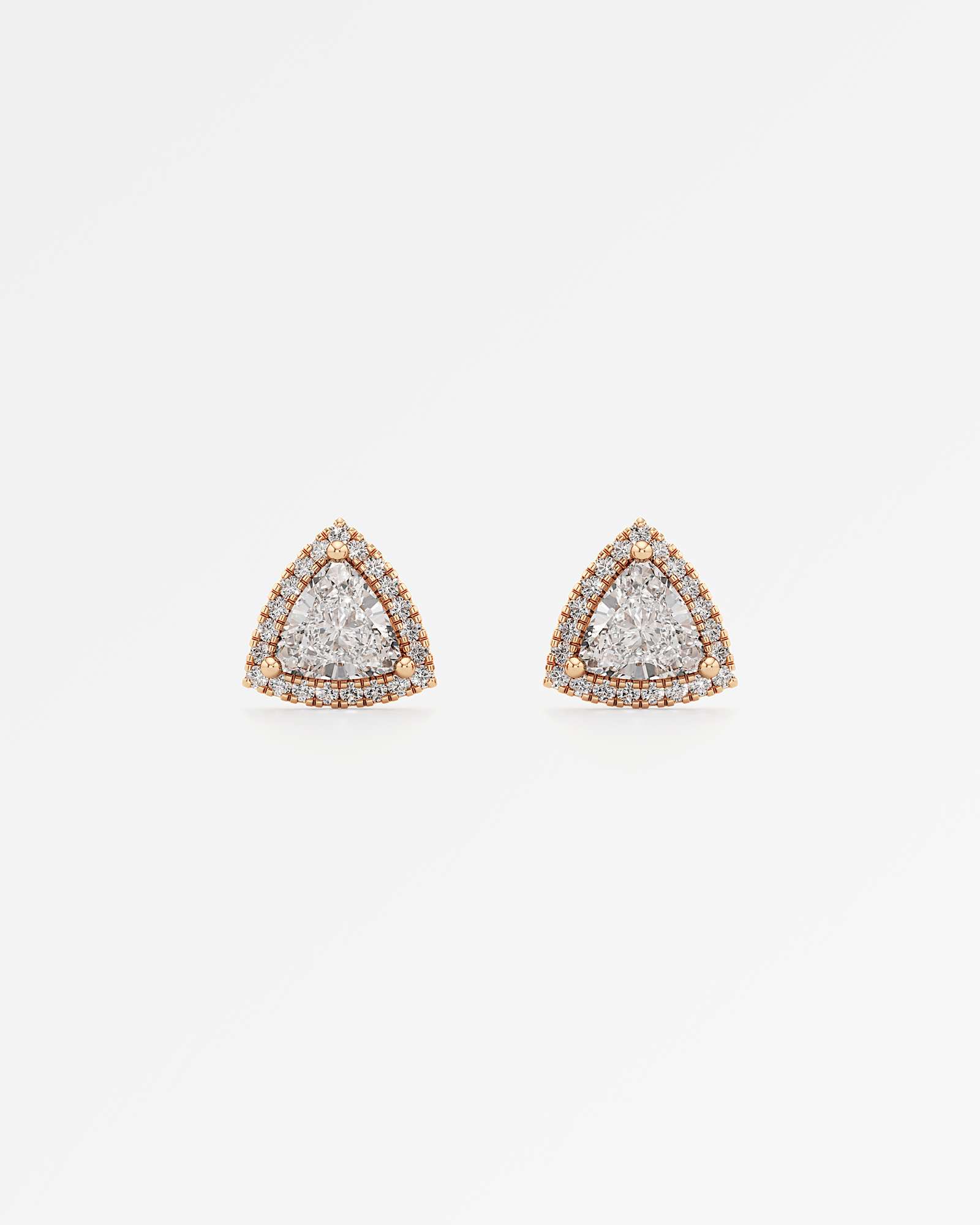 Verve Faye Diamond Stud Earrings, With 0.50 ct Trillion Cut in 14K Rose Gold (1.17 ctw)