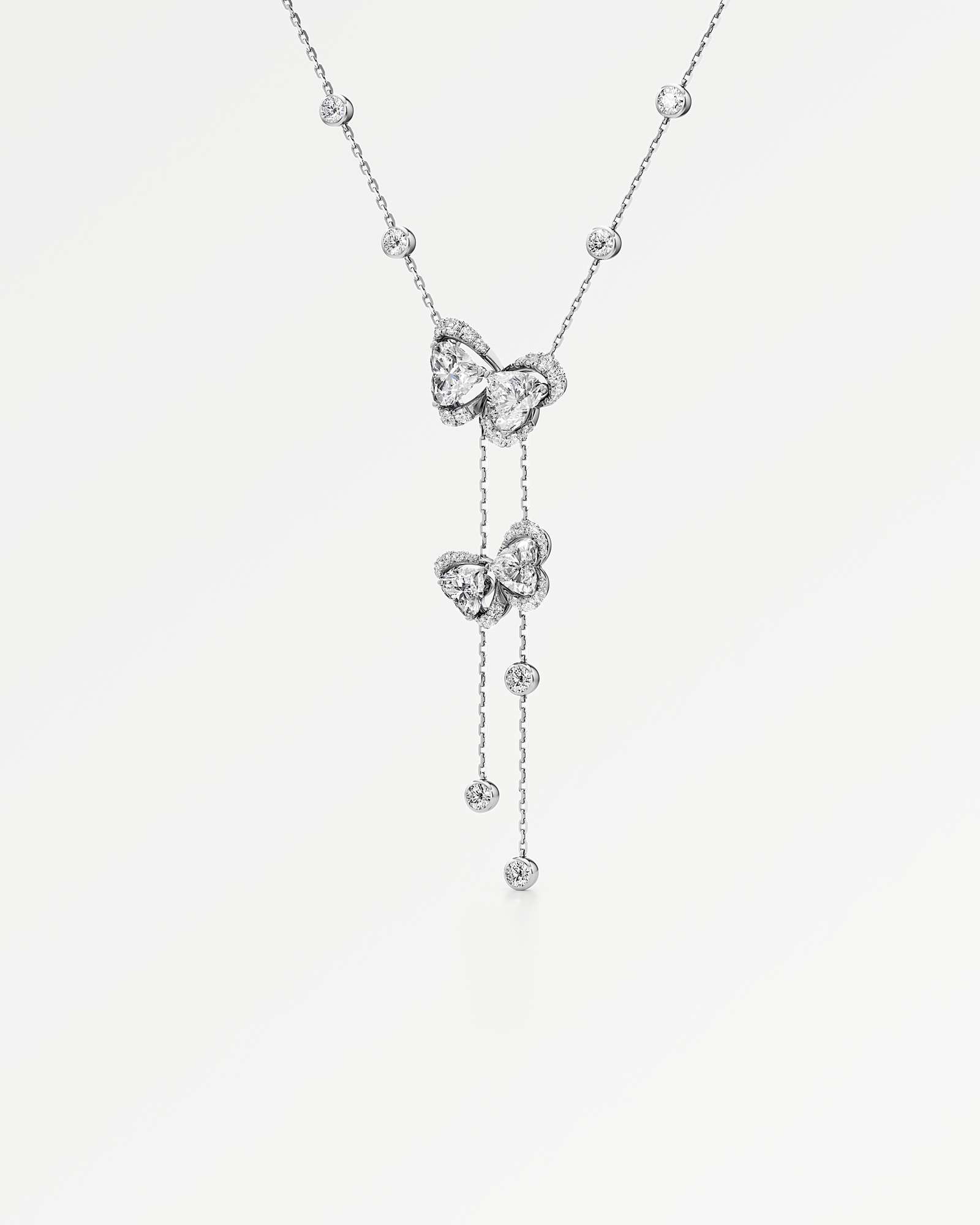 Heart Genevieve Diamond Necklace , In 14K White Gold (4.39 ctw)