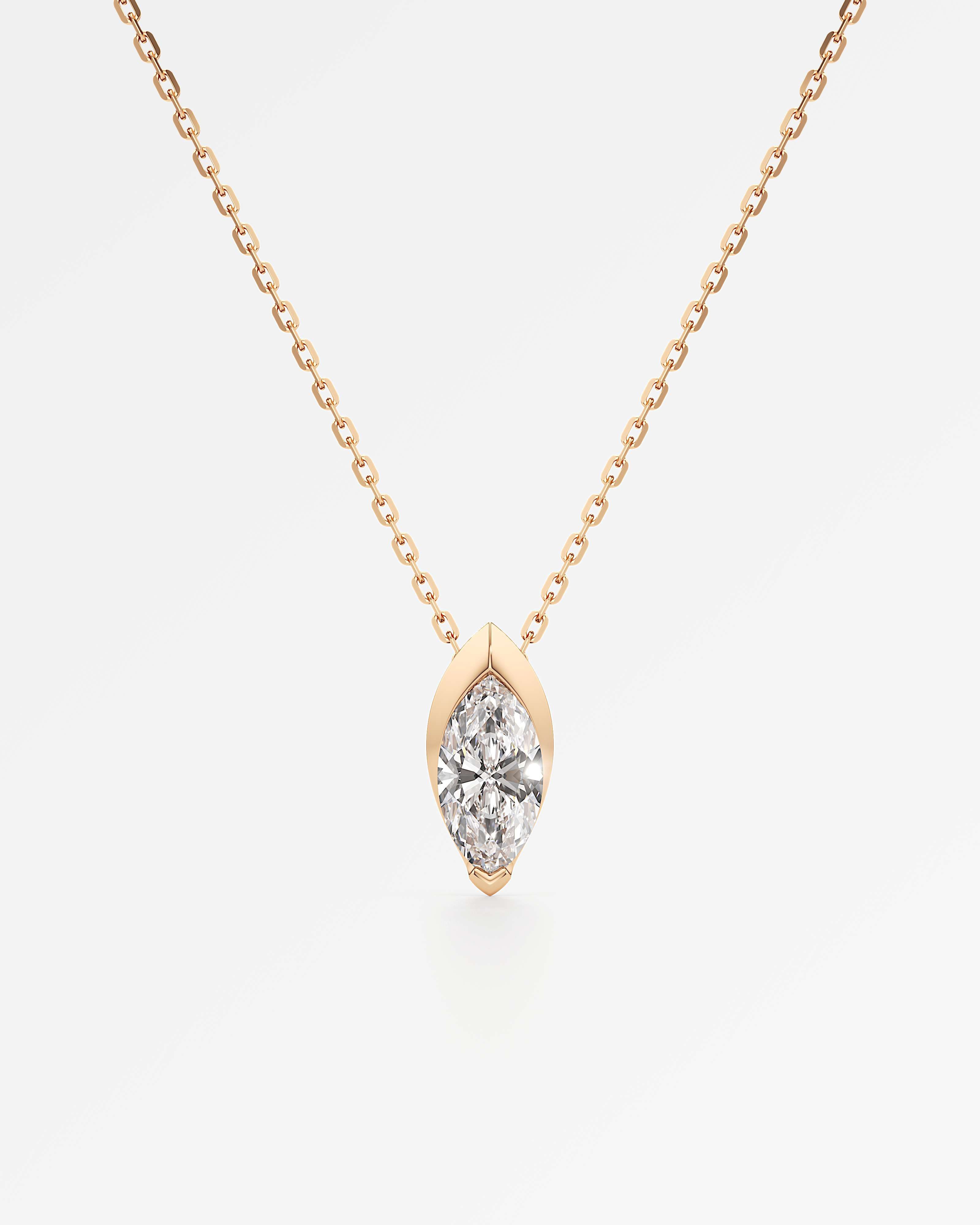 Pinnacle Apixa Diamond Pendant, With Marquise Cut in 14K Rose Gold (1.00 ctw)