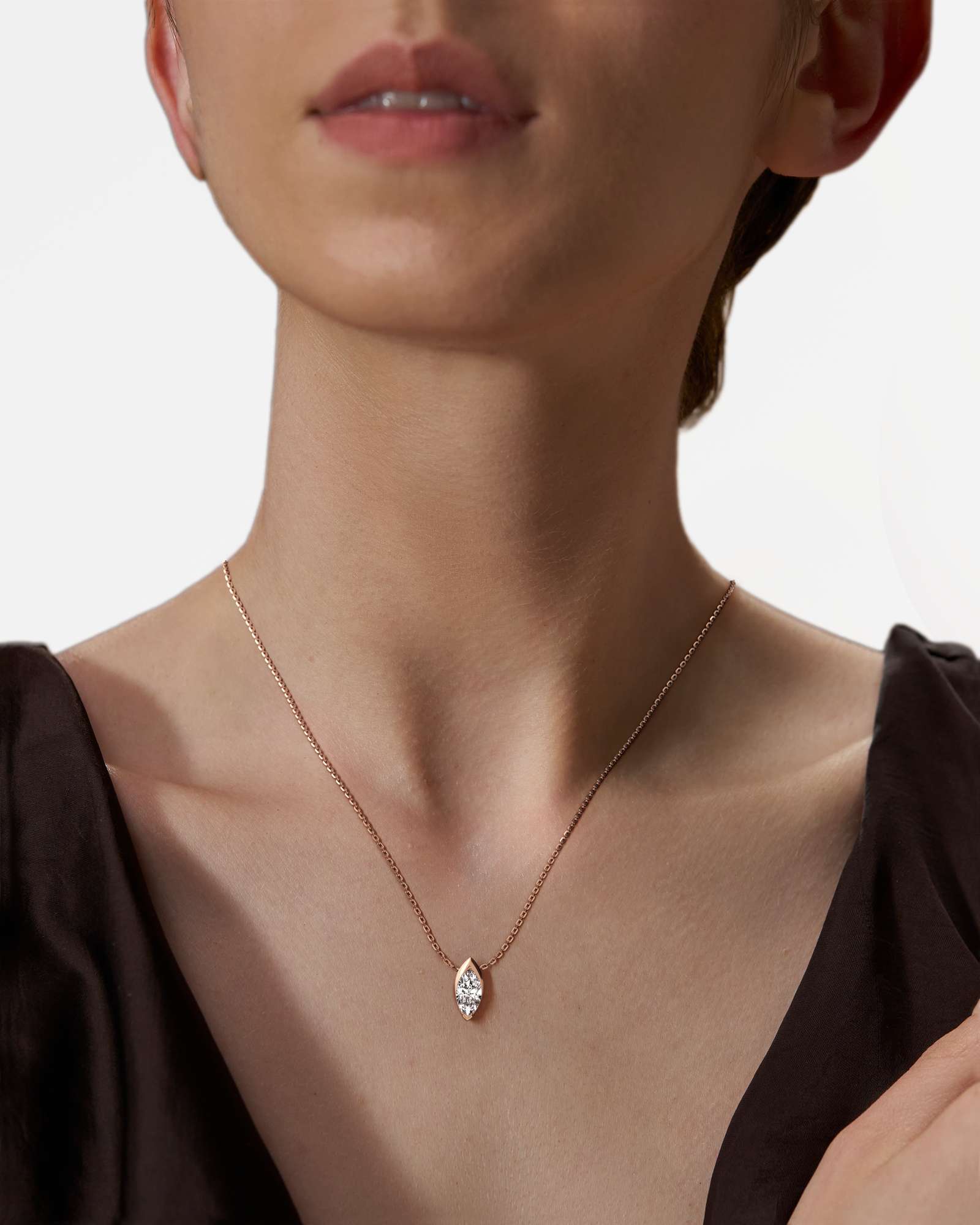 Pinnacle Apixa Diamond Pendant, With Marquise Cut in 14K Rose Gold (1.00 ctw)