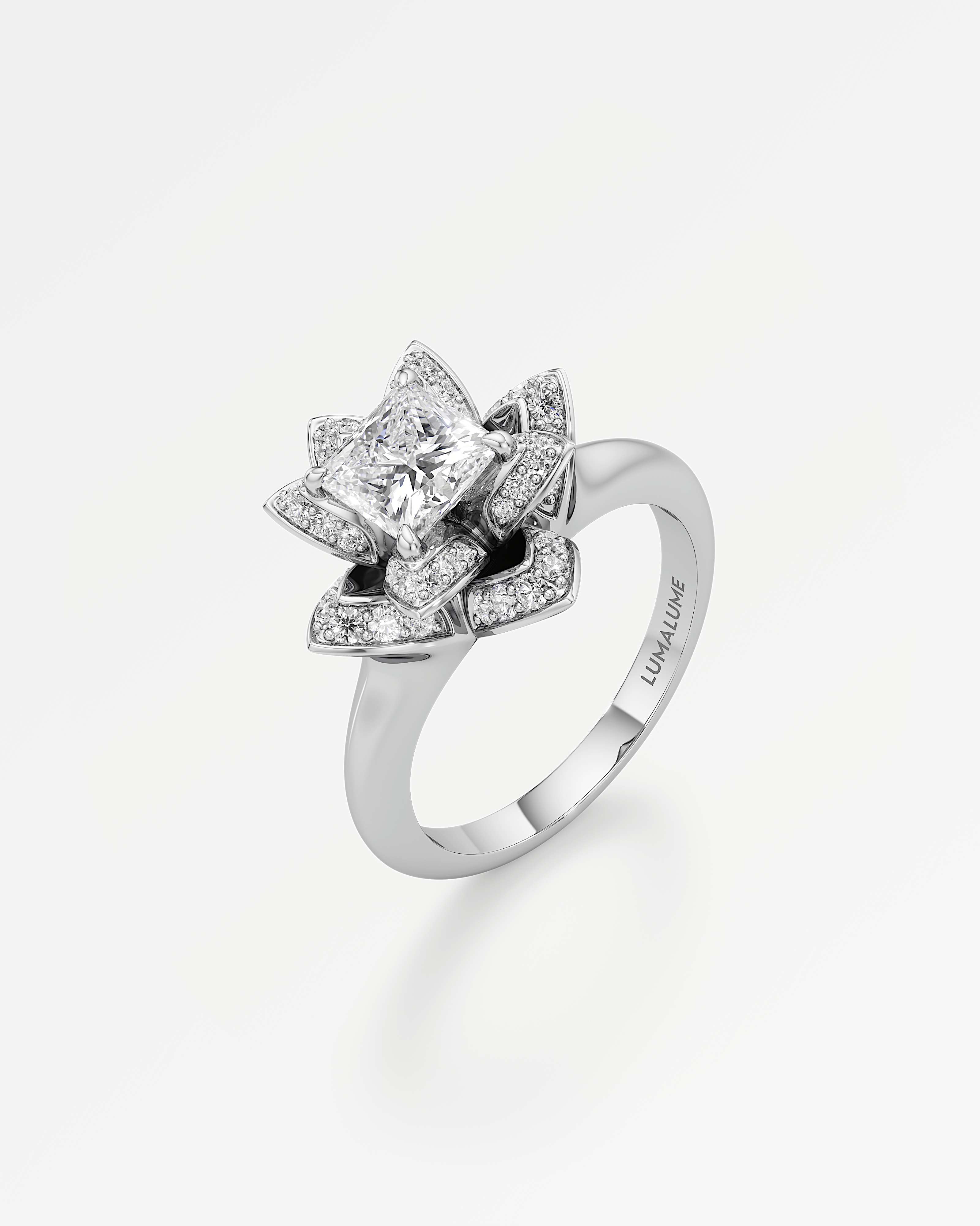 Velara Eterna Diamond Engagement Ring, With 1.00 ct Princess Cut in 14K White Gold (1.43 ctw)