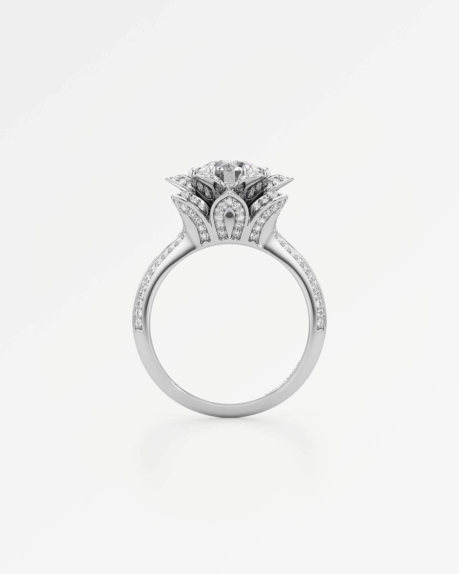 Velara Elaria Diamond Engagement Ring, With 1.50 ct Round Cut in 14K White Gold (2.25 ctw)