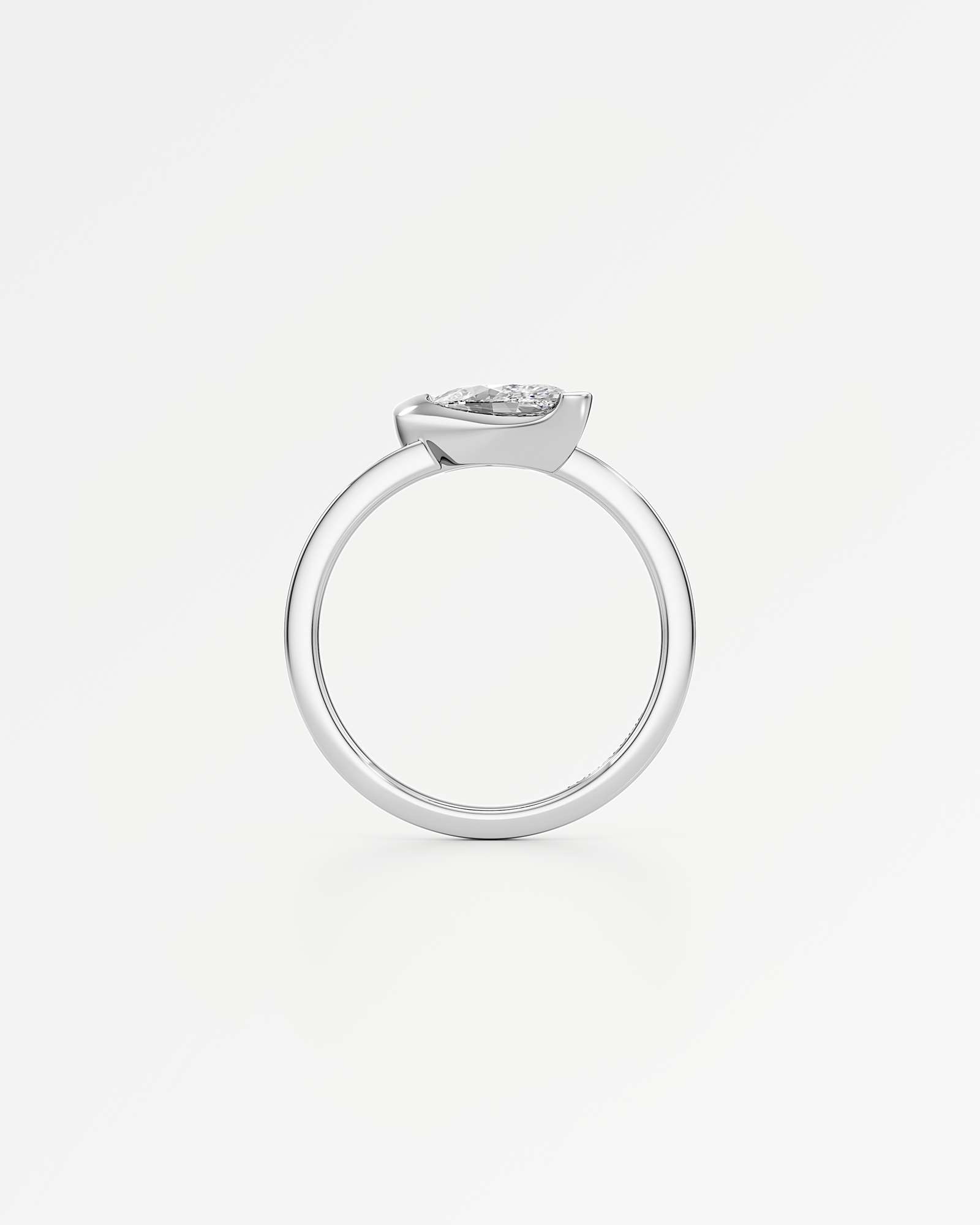 Pinnacle Apixa Pavé Diamond Ring, With 1.00 ct Marquise Cut in 14K White Gold (1.15 ctw)