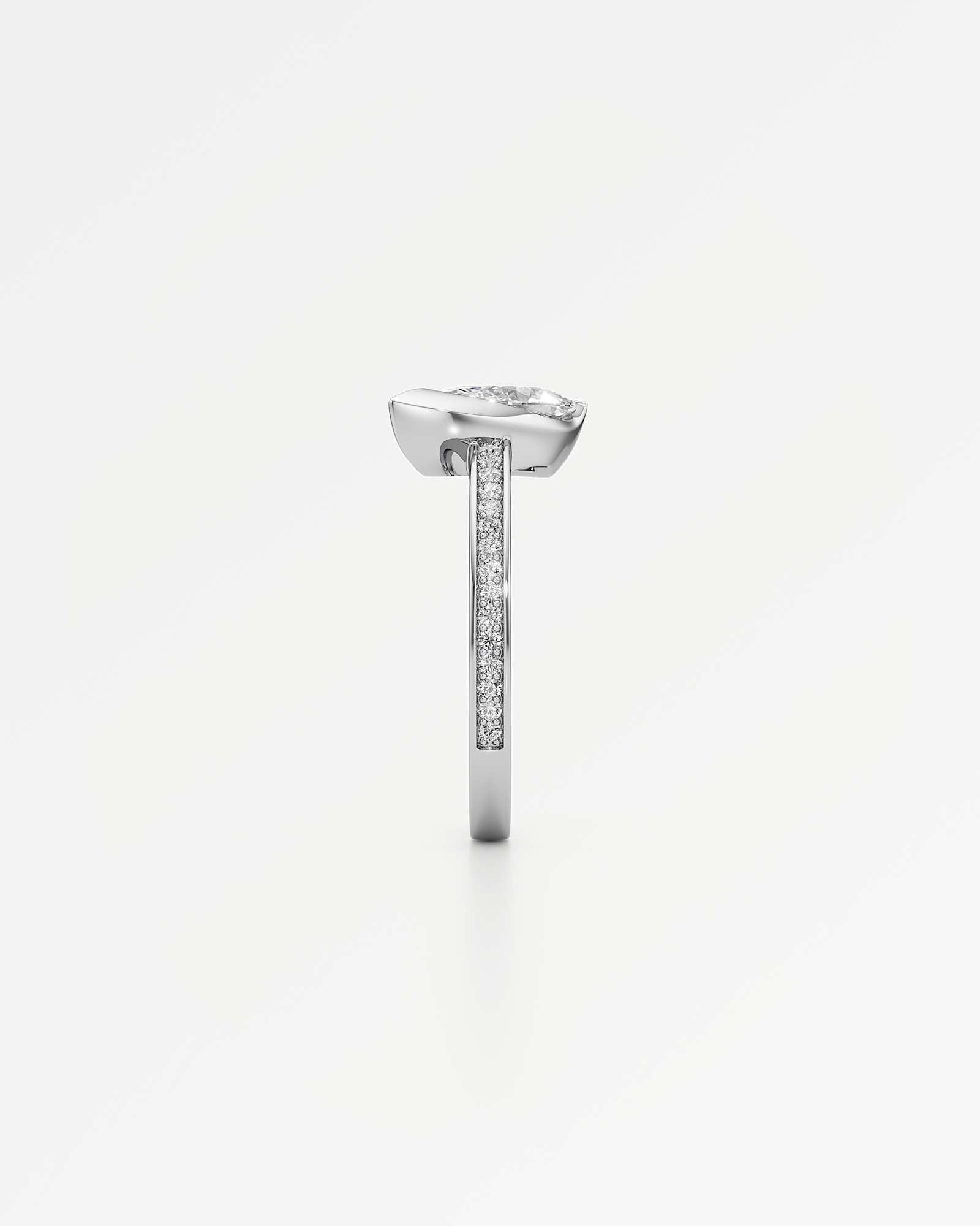 Pinnacle Apixa Pavé Diamond Ring, With 1.00 ct Marquise Cut in 14K White Gold (1.15 ctw)