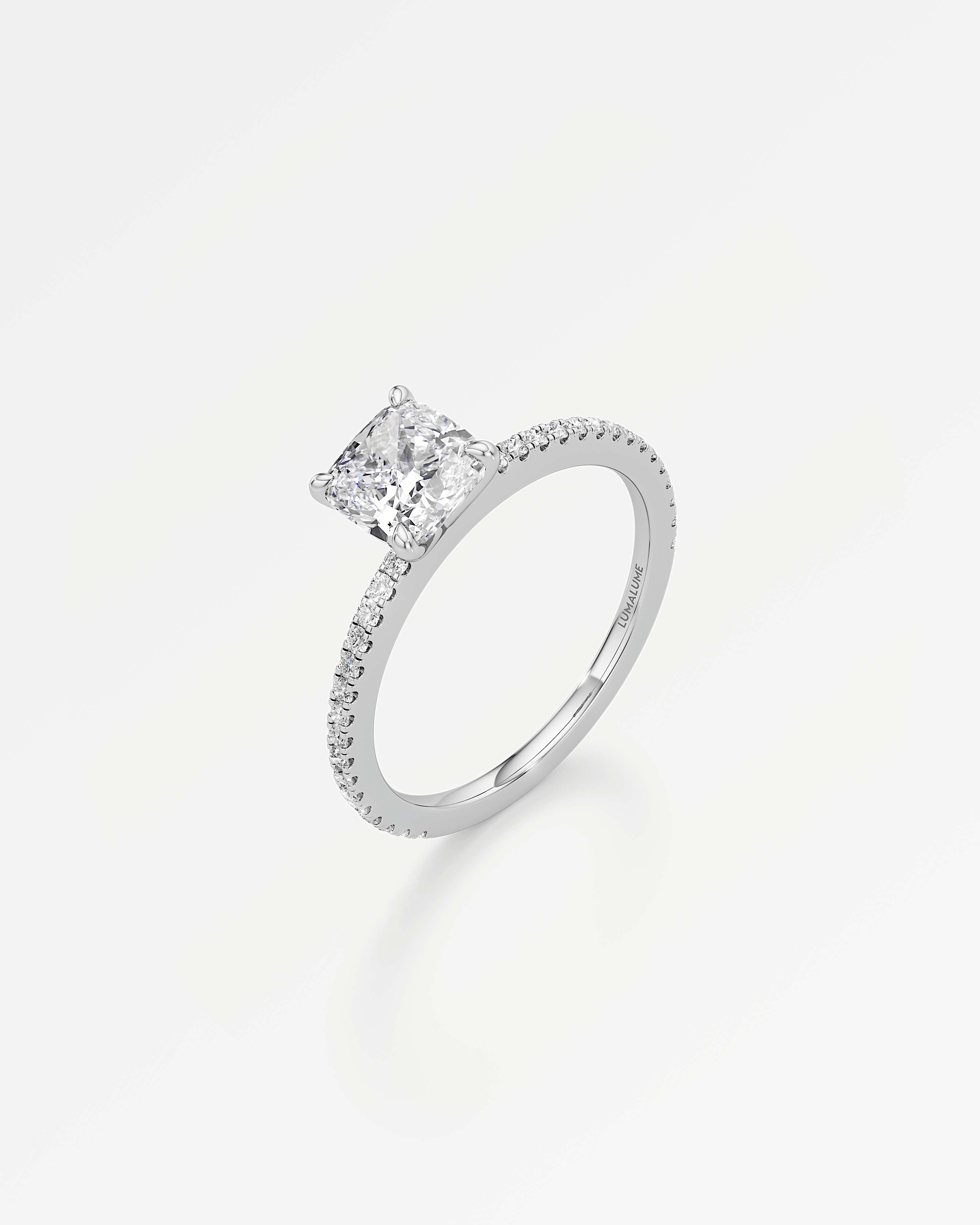Verve Elin Solitaire Diamond Engagement Ring, With 1.00 ct Cushion Cut in 14K White Gold (1.20 ctw)
