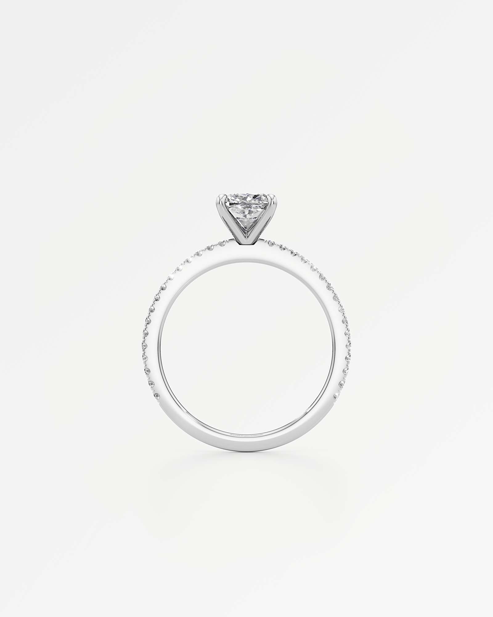 Verve Elin Solitaire Diamond Engagement Ring, With 1.00 ct Cushion Cut in 14K White Gold (1.20 ctw)