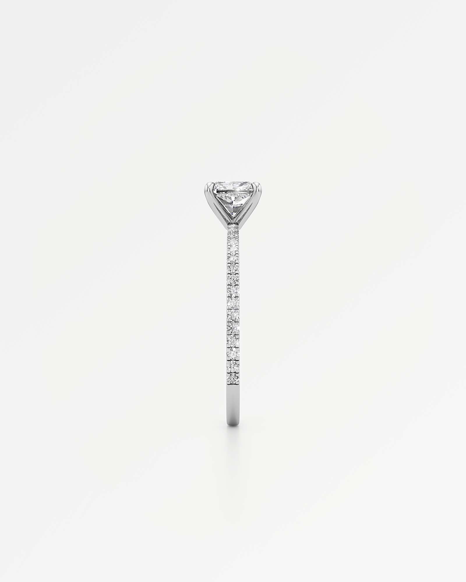 Verve Elin Solitaire Diamond Engagement Ring, With 1.00 ct Cushion Cut in 14K White Gold (1.20 ctw)