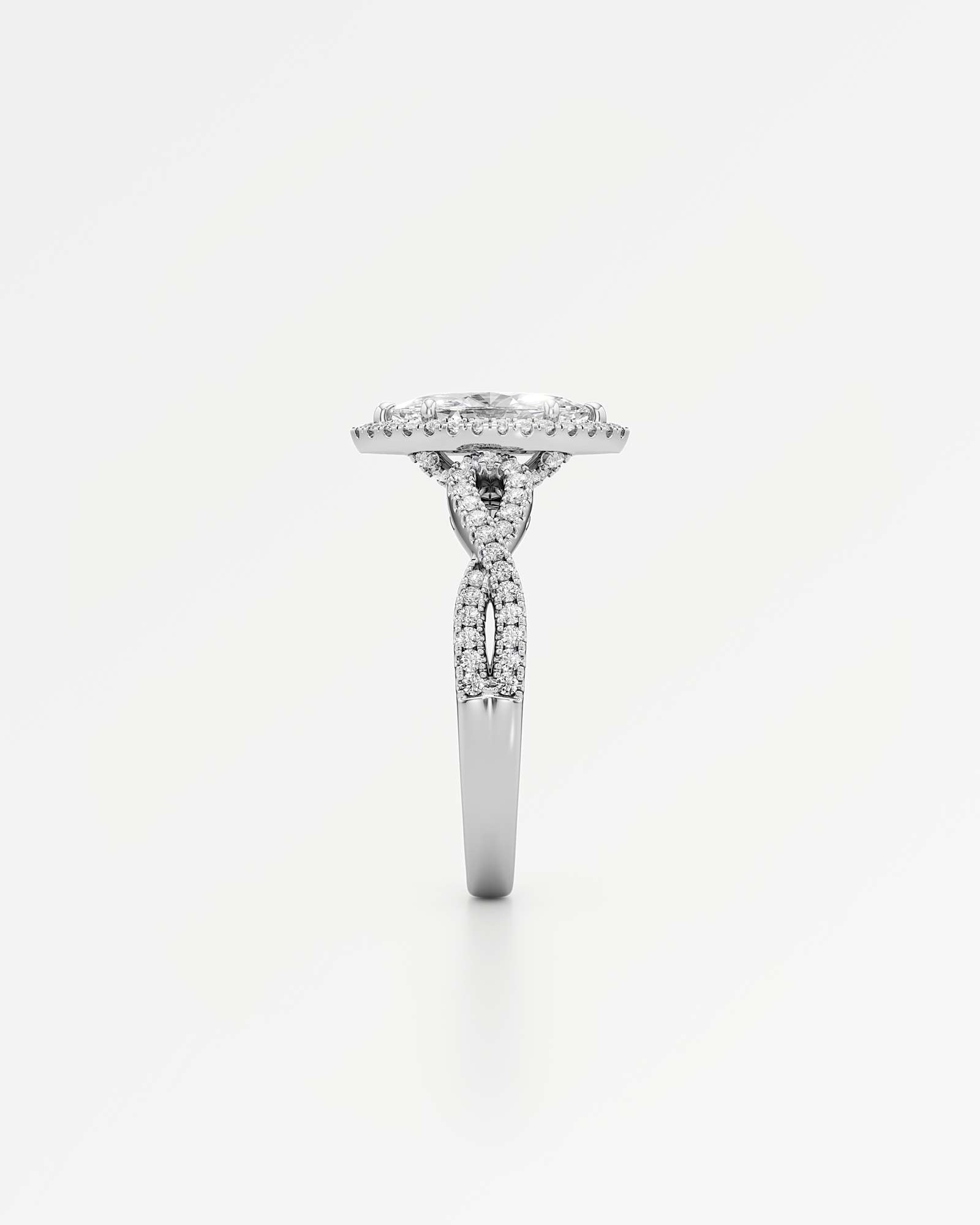 Verve Alessia Halo Diamond Engagement Ring, With 1.00 ct Marquise Cut in 14K White Gold (1.44 ctw)