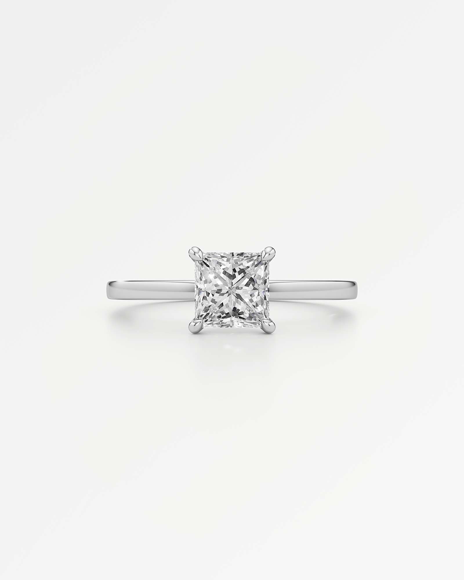 Verve Elin Hidden Halo Diamond Engagement Ring, With 1.00 ct Princess Cut in 14K White Gold (1.06 ctw)