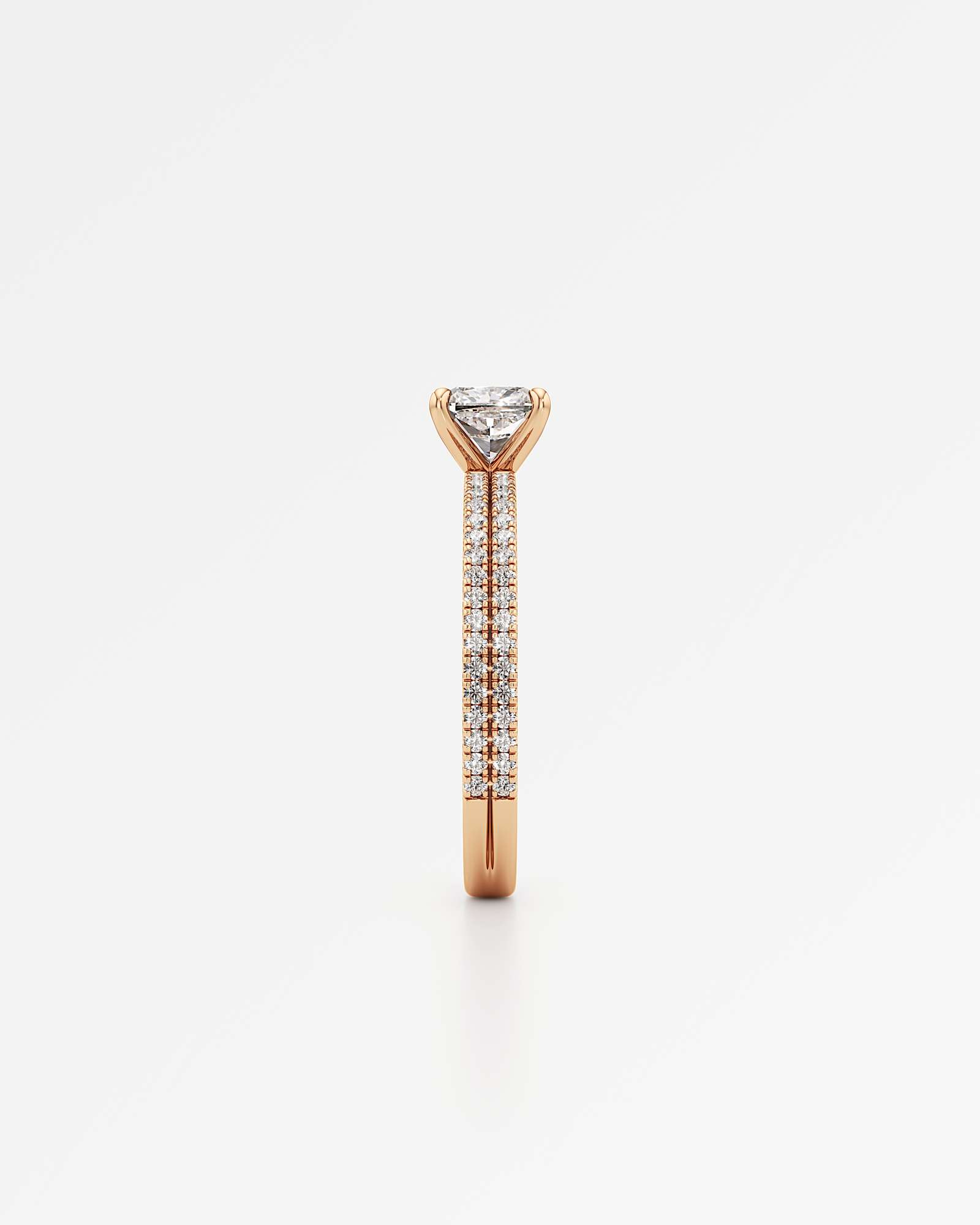 Verve Chiara Solitaire Diamond Engagement Ring, With 1.00 ct Cushion Cut in 14K Rose Gold (1.34 ctw)