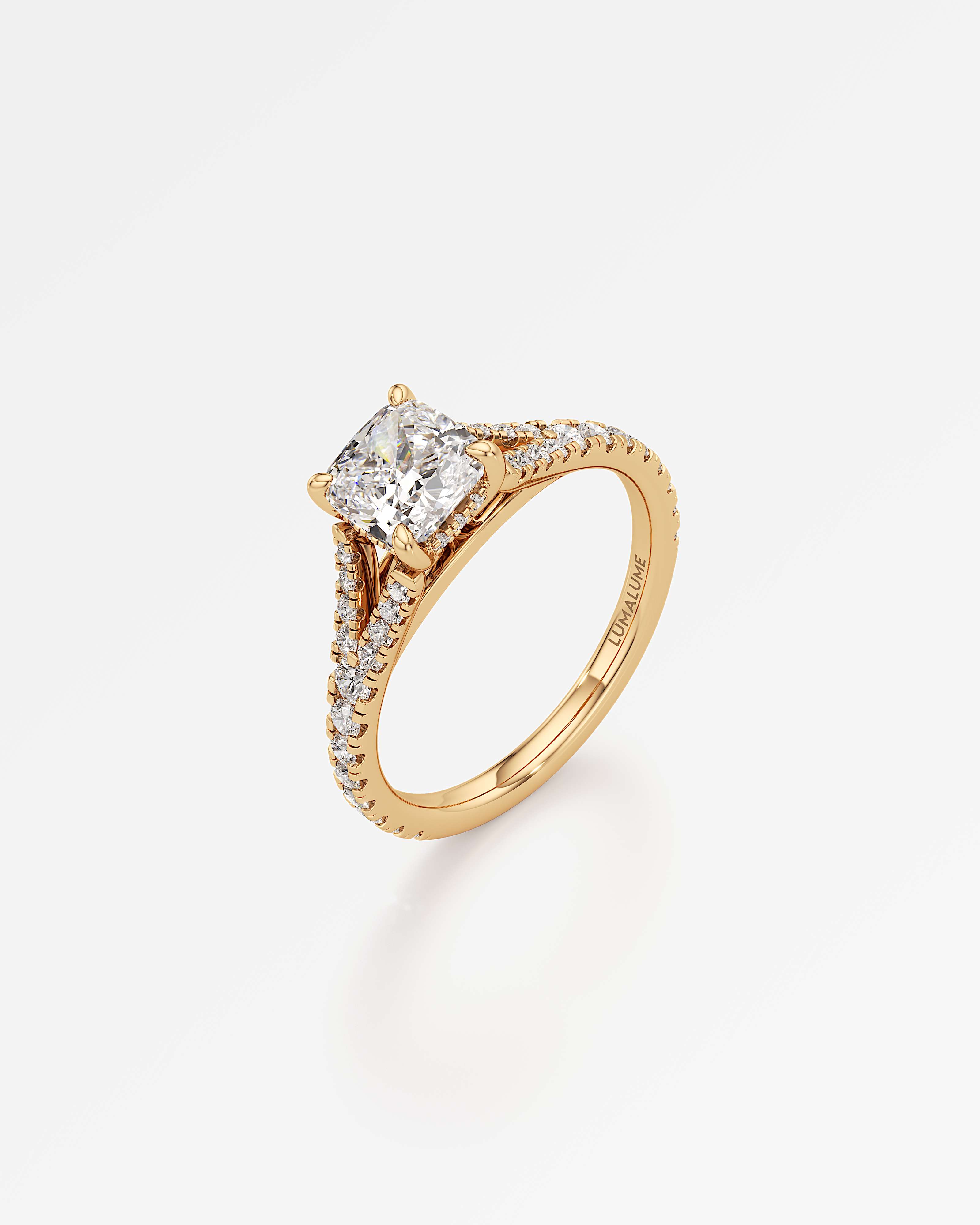 Verve Marisol Hidden Halo Diamond Engagement Ring, With 1.00 ct Cushion Cut in 14K Yellow Gold (1.47 ctw)