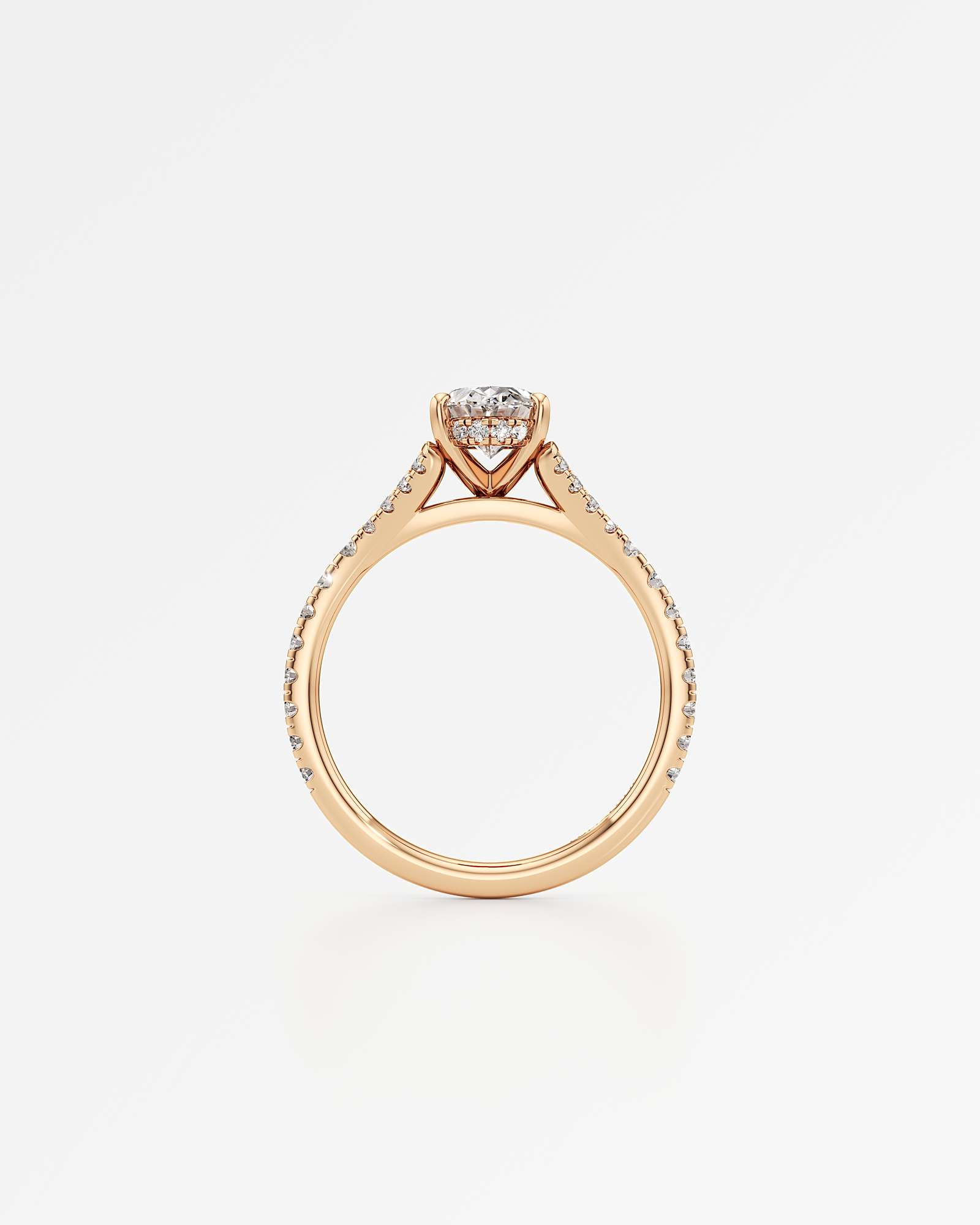 Verve Marisol Hidden Halo Diamond Engagement Ring, With 1.00 ct Oval Cut in 14K Rose Gold (1.48 ctw)
