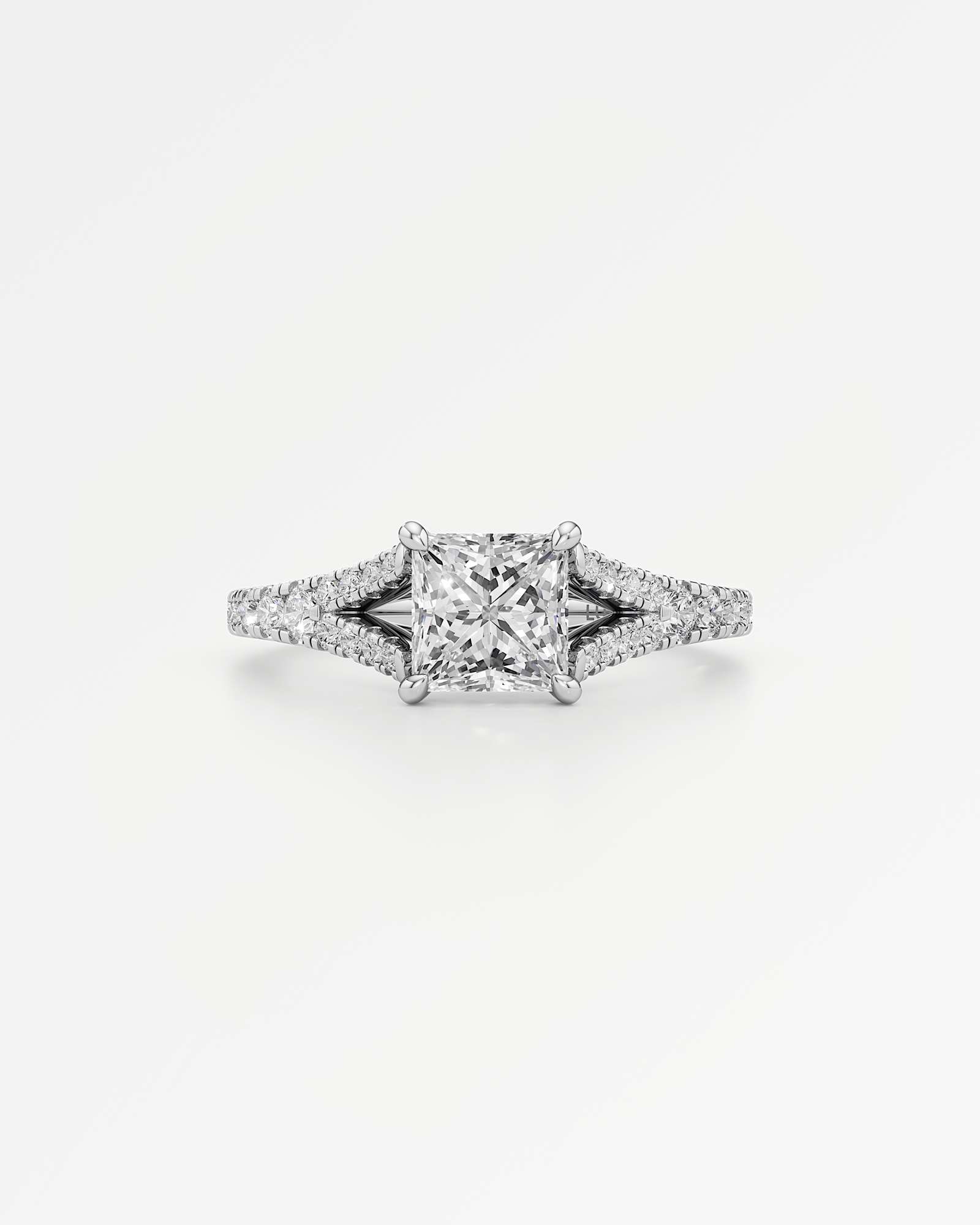 Verve Marisol Hidden Halo Diamond Engagement Ring, With 1.00 ct Princess Cut in 14K White Gold (1.47 ctw)