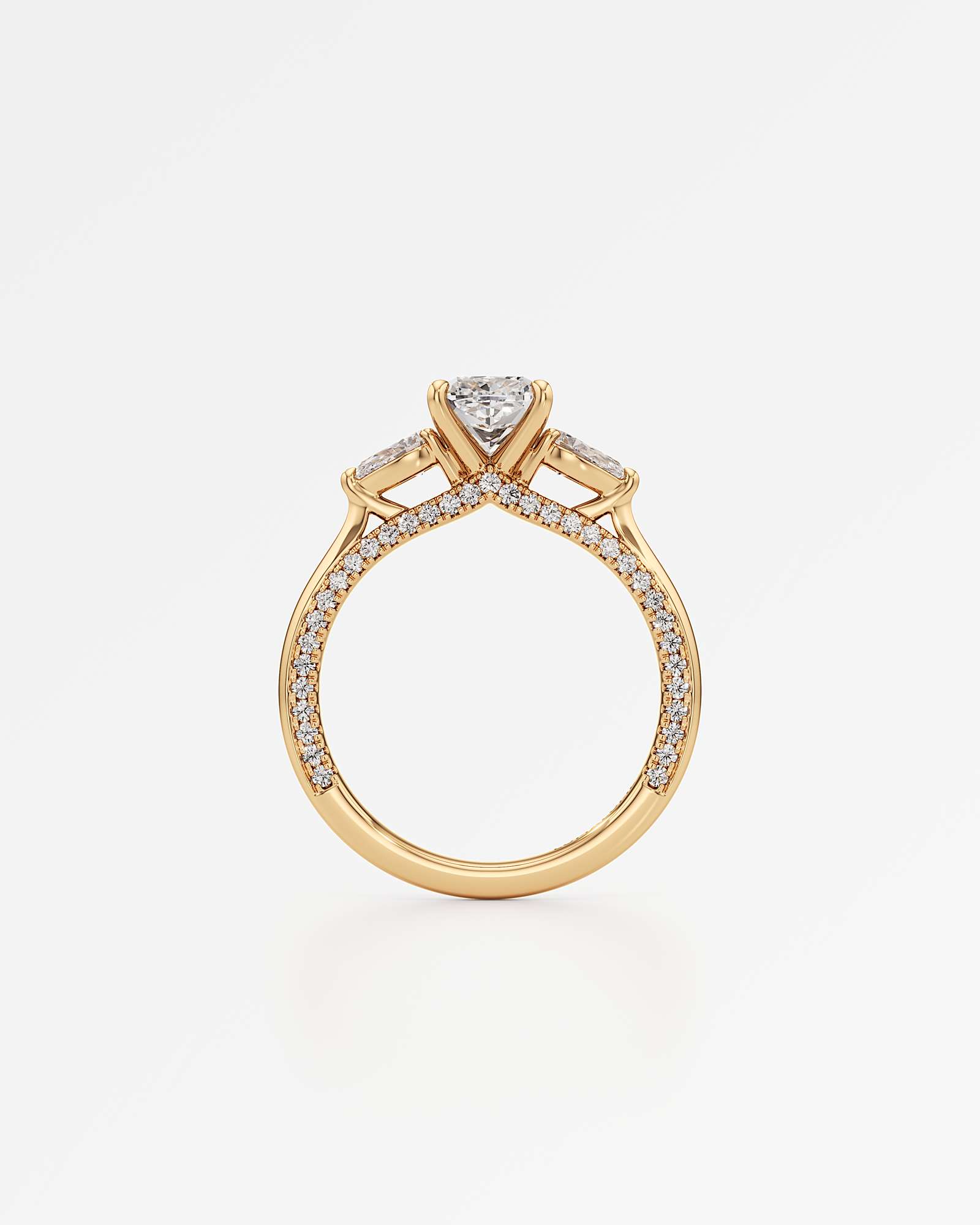 Verve Triana Solitaire Diamond Engagement Ring, With 1.00 ct Cushion Cut in 14K Yellow Gold (1.75 ctw)