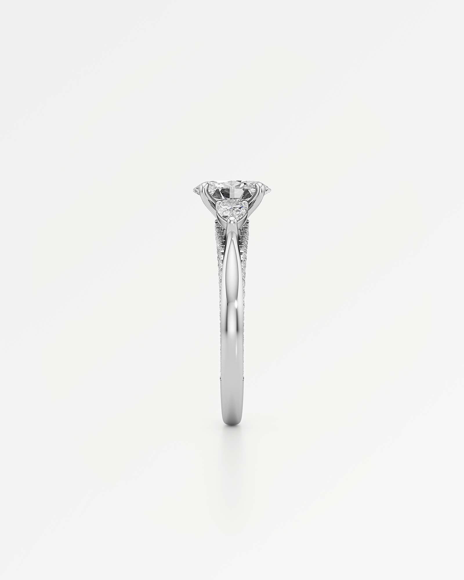 Verve Triana Solitaire Diamond Engagement Ring, With 1.00 ct Oval Cut in 14K White Gold (1.75 ctw)