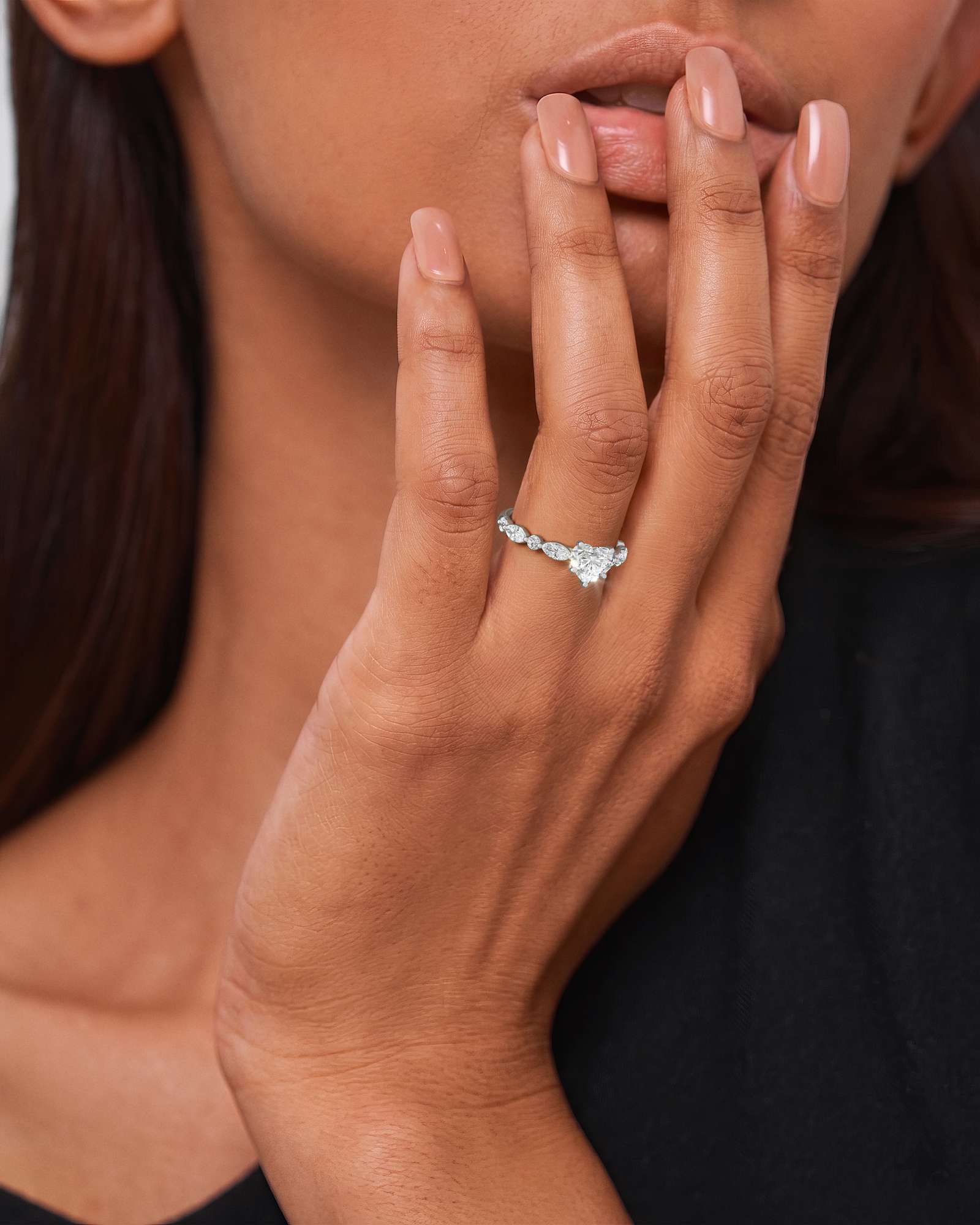 Verve Zolaine Solitaire Diamond Engagement Ring, With 1.00 ct Heart Cut in 14K White Gold (1.58 ctw)
