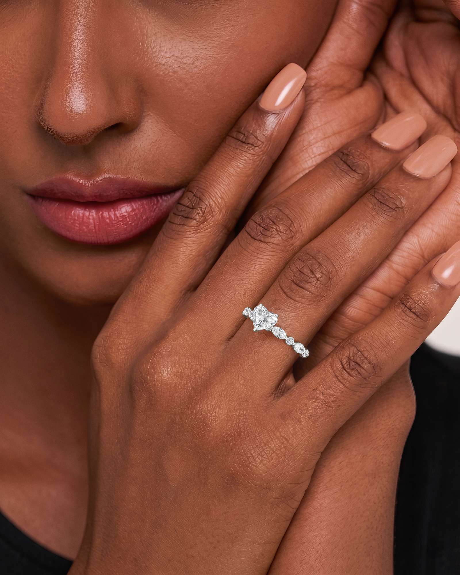 Verve Zolaine Solitaire Diamond Engagement Ring, With 1.00 ct Heart Cut in 14K White Gold (1.58 ctw)
