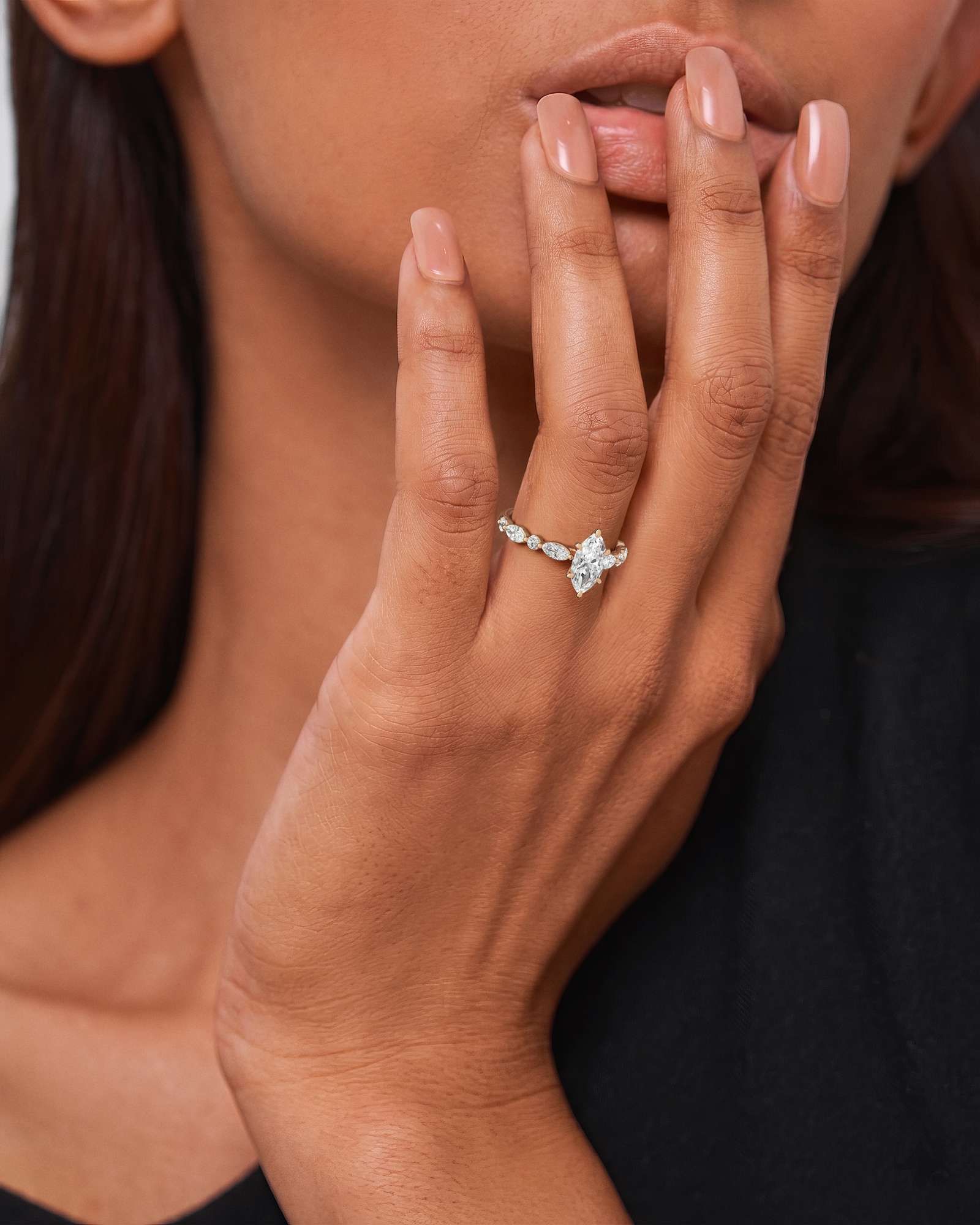 Verve Zolaine Solitaire Diamond Engagement Ring, With 1.00 ct Marquise Cut in 14K Rose Gold (1.58 ctw)