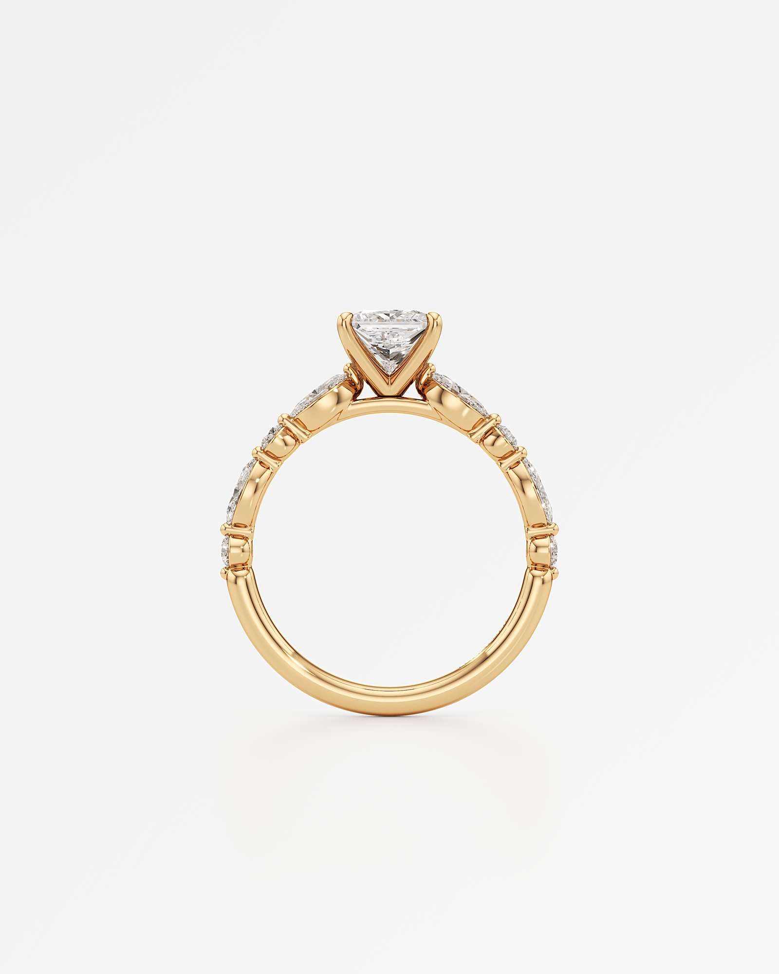 Verve Zolaine Solitaire Diamond Engagement Ring, With 1.00 ct Princess Cut in 14K Yellow Gold (1.58 ctw)