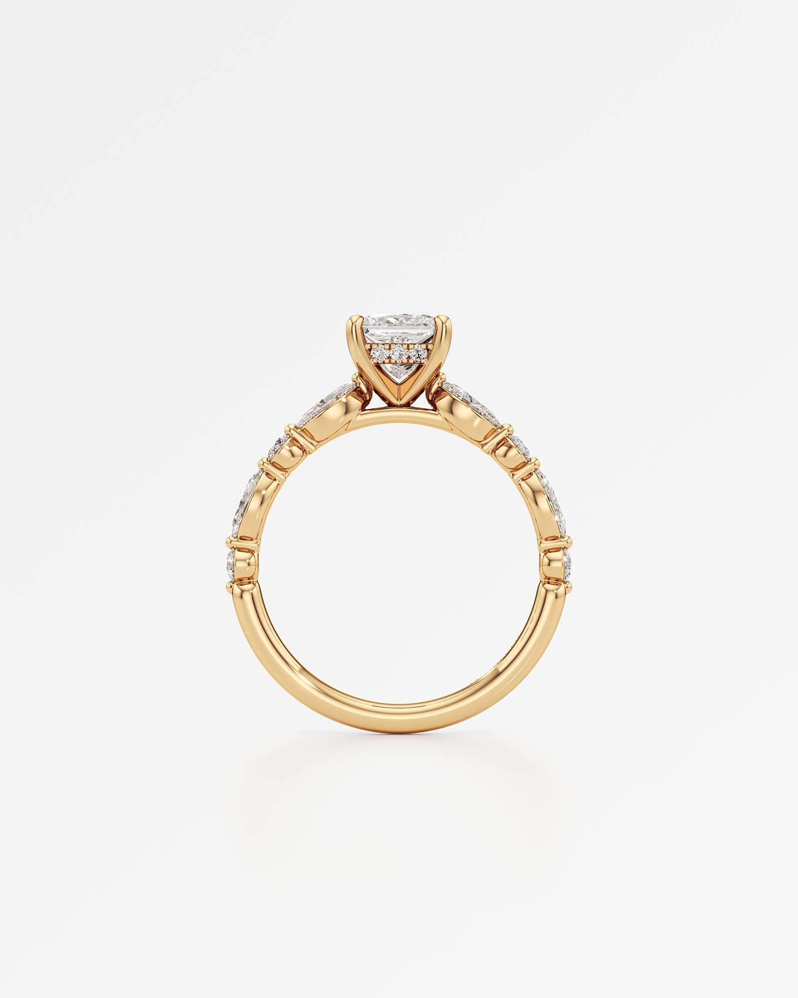 Verve Zolaine Hidden Halo Diamond Engagement Ring, With 1.00 ct Princess Cut in 14K Yellow Gold (1.64 ctw)