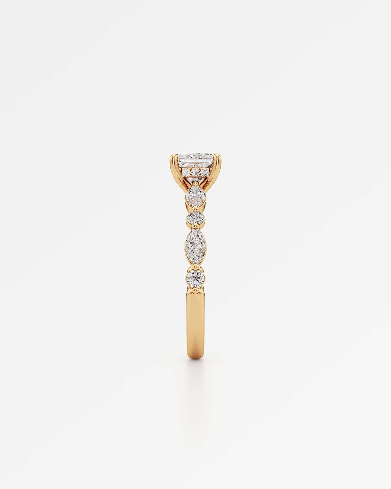 Verve Zolaine Hidden Halo Diamond Engagement Ring, With 1.00 ct Princess Cut in 14K Yellow Gold (1.64 ctw)